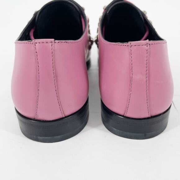 Prada Pink Studded Leather Oxford Lace Up Shoes with Silver Hardware IT 36 - Picture 9 of 13